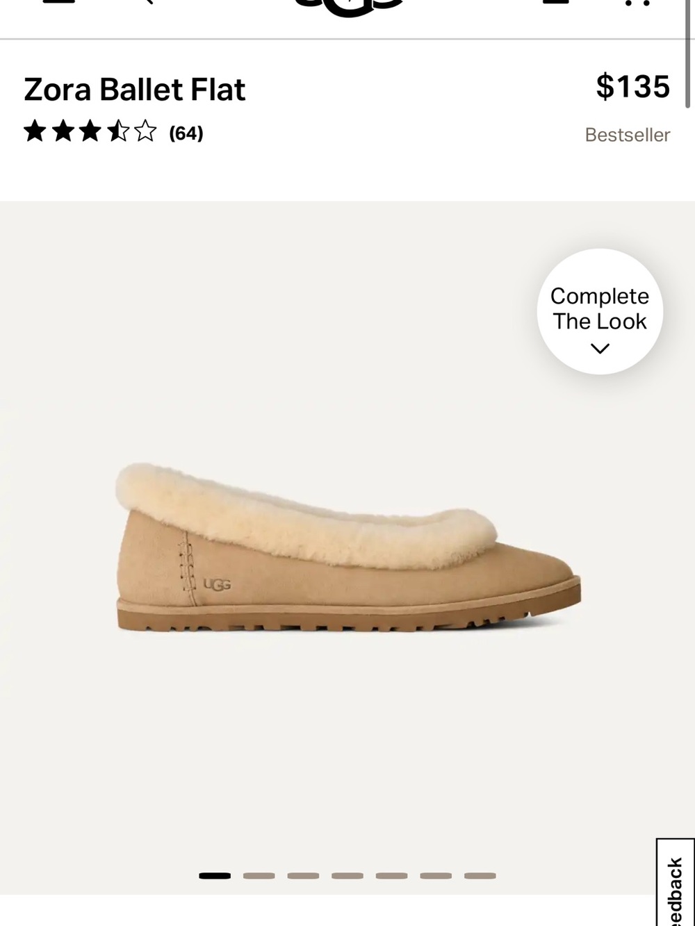 UGG Zora Ballet Flat in Chestnut with Cream Shearling Trim